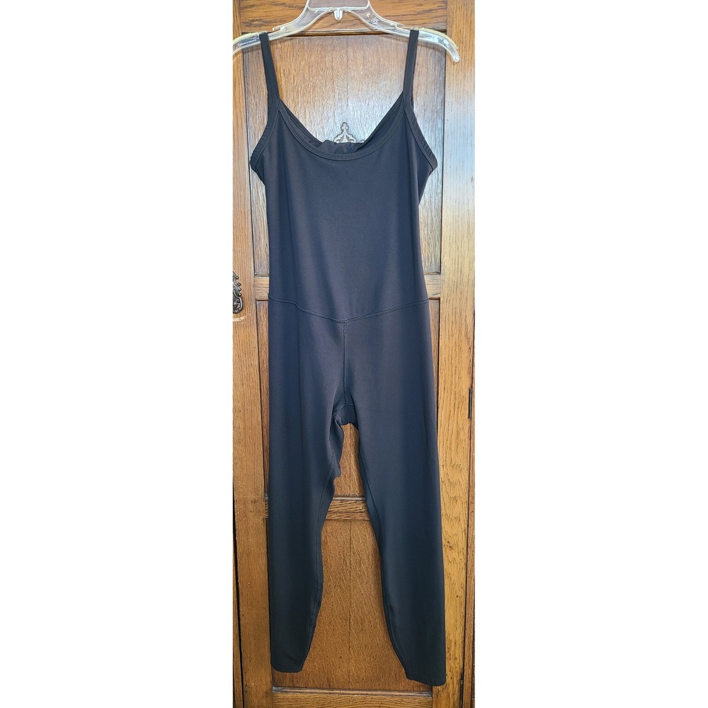 All in Motion Black Ribbed Open Back Twist Active Jumpsuit XL